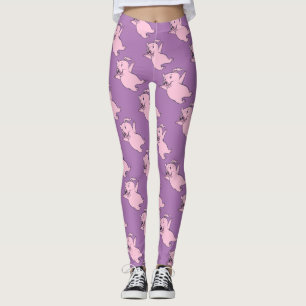 Lycklig rosa gris som hoppar Thunder_Cove Leggings