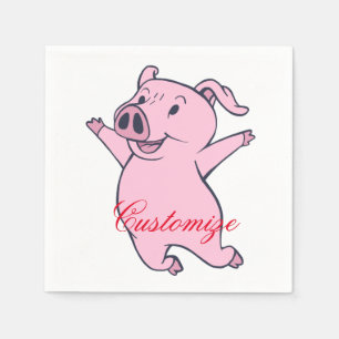 Lycklig rosa gris som hoppar Thunder_Cove Pappersservett