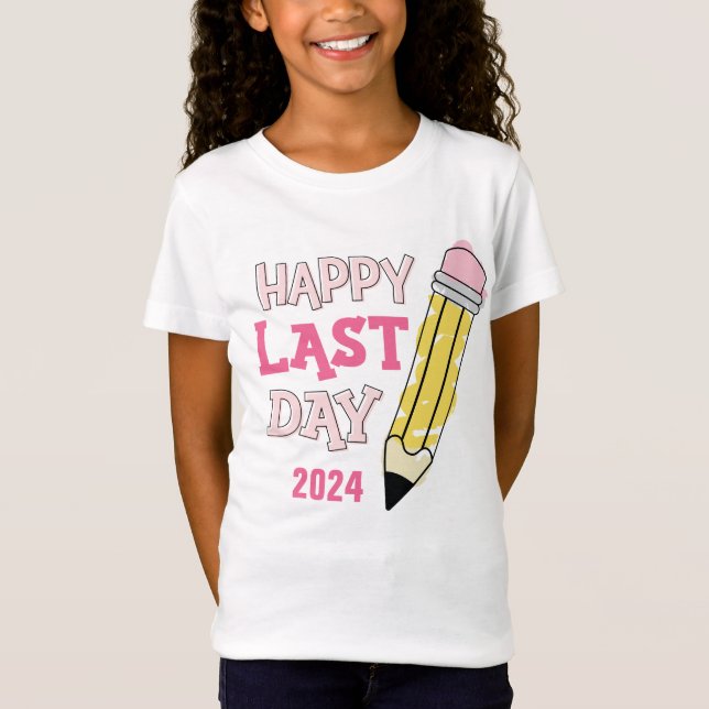 Lycklig: Rosa i skolans sista dag T Shirt (Framsida)