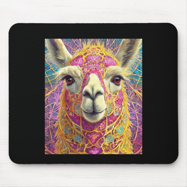 Lycklig Rosa Lama Alpaca Sticker Musmatta (Framsidan)