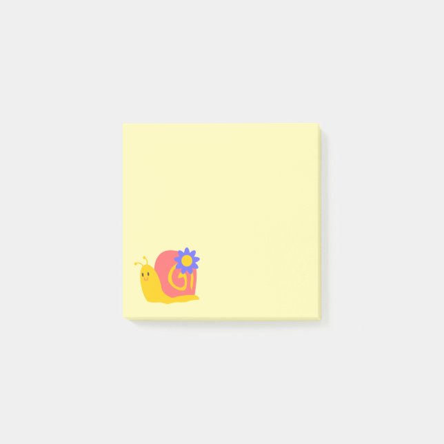 Lycklig rosa och grönt snigel post-it block (Framsida)