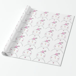 Lycklig rosa snögubbe presentpapper