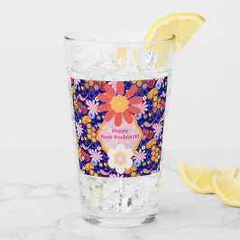 Lycklig Rosh Hashanah Jewish New Year Blommönster Glaskopp