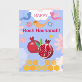 Lycklig Rosh Hashanah Jewish New Year Blommönster Kort