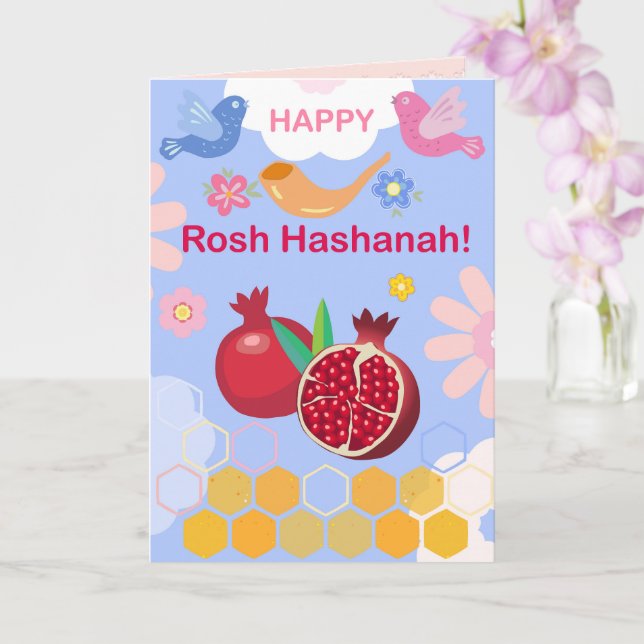 Lycklig Rosh Hashanah Jewish New Year Blommönster Kort (Orkide)