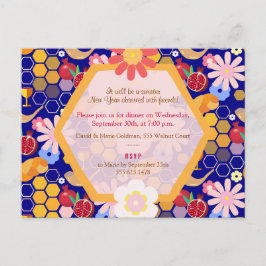 Lycklig Rosh Hashanah Jewish New Year Blommönster Vykort