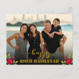 Lycklig Rosh Hashanah Luxury Guld Script Photo Helg Vykort
