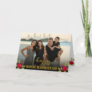 Lycklig Rosh Hashanah Luxury Guld Script Photo Kort