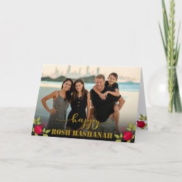 Lycklig Rosh Hashanah Luxury Guld Script Photo Kort