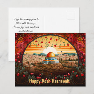 Lycklig Rosh Hashanah med Dome of Sten & apples Vykort