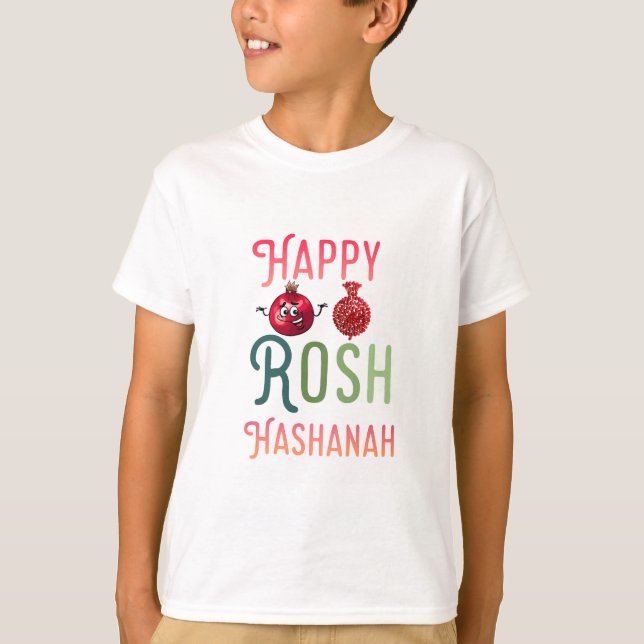 Lycklig Rosh Hashanah Shofar Judar Helgdag judisk  T Shirt (Framsida)