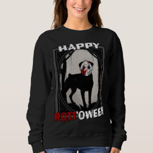 Lycklig Rottoween Rottweiler i Hockey Mask Hallowe T Shirt