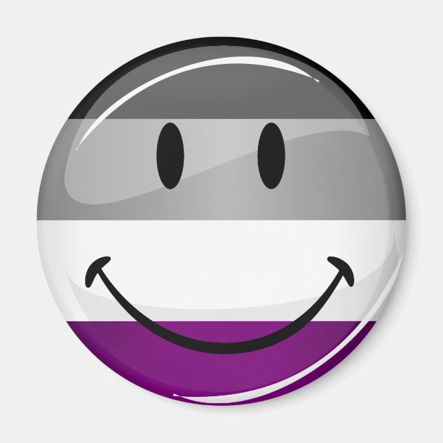 Lycklig Round Asexuellt Flagga Magnet (Framsidan)