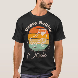 Lycklig Rullande Retro Rainbow Roller Sking Design T Shirt