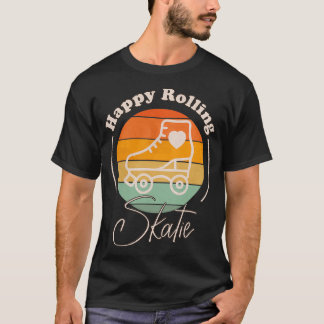 Lycklig Rullande Retro Rainbow Roller Sking Design T Shirt