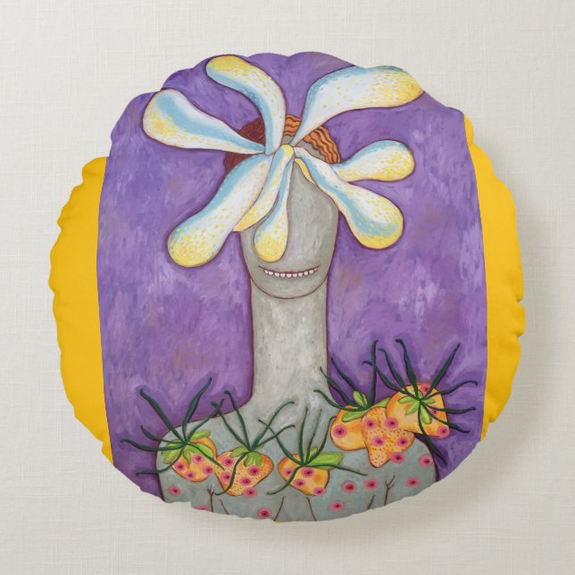 lycklig rund kudde (Framsidan)