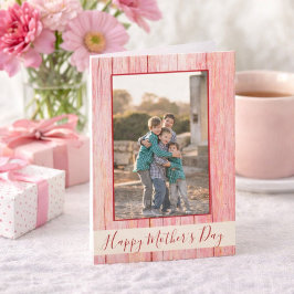 Lycklig Rustic Red Wood Foto Kort