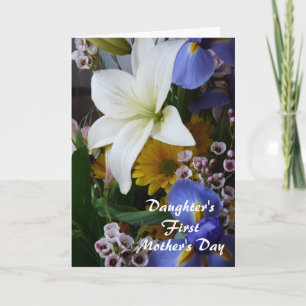 Lycklig:s första Blommigt Mors dag-dotter-Söt Kort