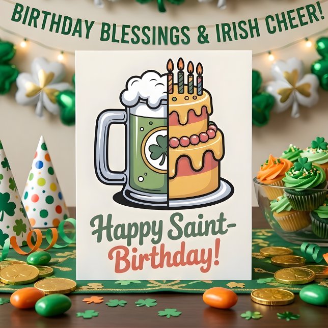 Lycklig S:t Födelsedag Lucky Irish Party Julkort (Skapare uppladdad)