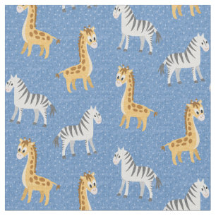 Lycklig Safari-Zebröderna och Giraffes-Baby blue Tyg