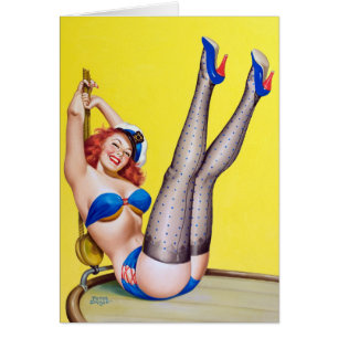 Lycklig Sailor Pin Up Hälsningskort