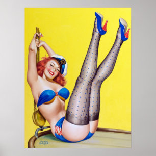 Lycklig Sailor Pin Up Poster