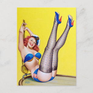 Lycklig Sailor Pin Up Vykort