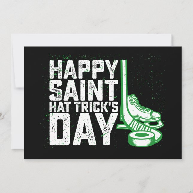 Lycklig Saint Hat Trick's Day Ice Hockey St Patric Inbjudningar (Framsida)