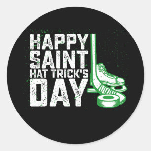 Lycklig Saint Hat Trick's Day Ice Hockey St Patric Runt Klistermärke
