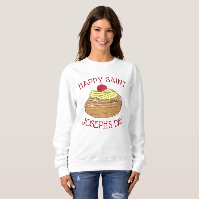 Lycklig Saint Joseph's Day Italiana Pastry Zeppole T Shirt (Hel framsida)