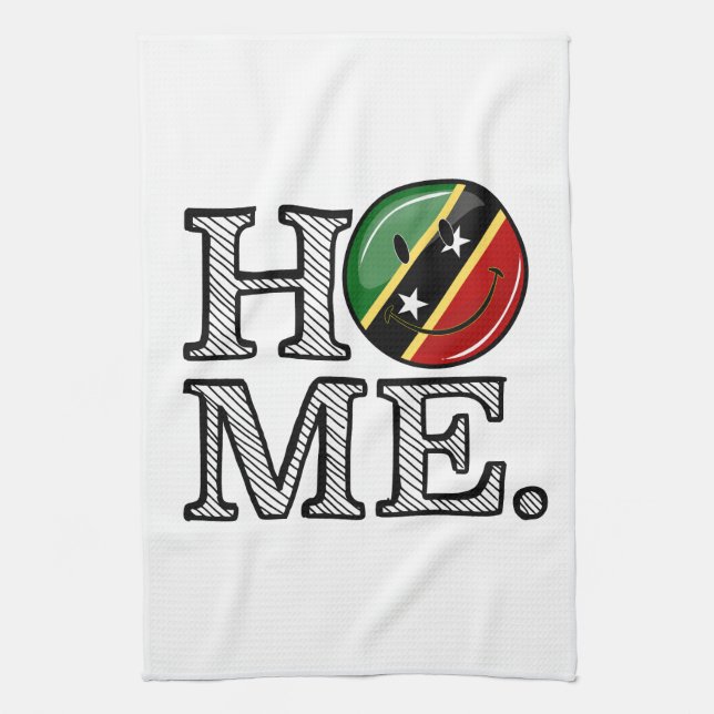 Lycklig Saint Kitts Flagga House Warmer Kökshandduk (Vertikal)