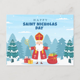 Lycklig Saint Nicholas Day Gifts Helg Vykort