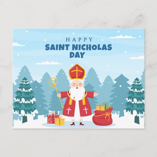 Lycklig Saint Nicholas Day Gifts Helg Vykort (Framsida)