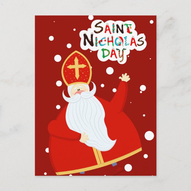 Lycklig Saint Nicholas Day Vykort (Framsida)