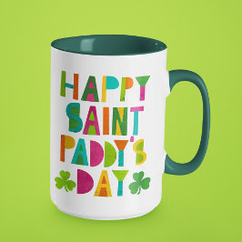 Lycklig Saint Paddy's Day Bright Modern Lettering Mugg