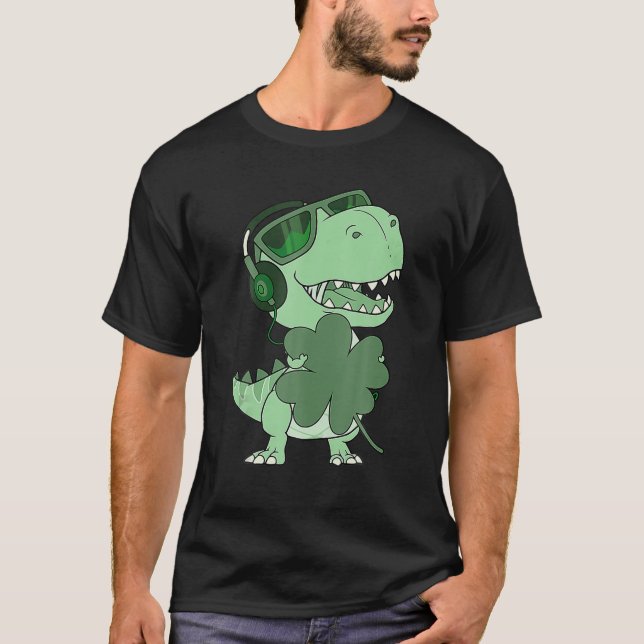 Lycklig Saint Pat Rex-dagen Dinosaur Shamrock St P T Shirt (Framsida)