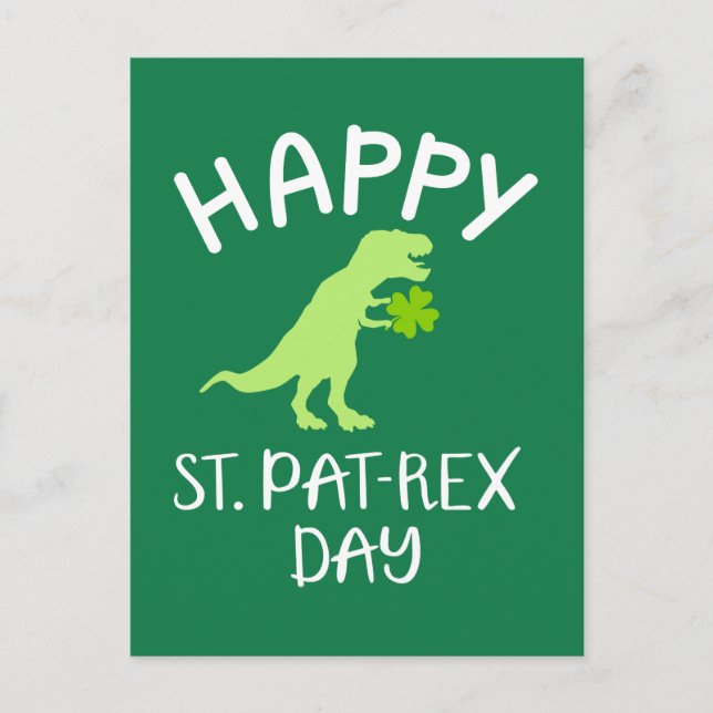 Lycklig Saint Pat Rex Day St. Patrick's day Vykort (Framsida)