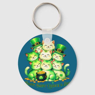 Lycklig Saint Patricks dag katt design för saintHa Nyckelring