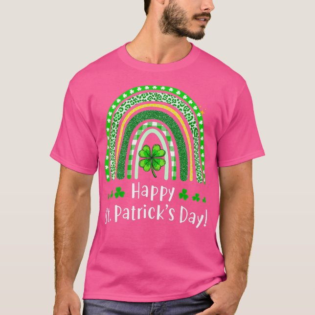 Lycklig Saint Patricks Day 2021 Rainbow Shamrock T Shirt (Framsida)