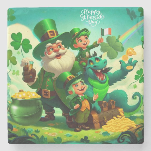 Lycklig Saint patrick's day färglös Stenunderlägg (Framsidan)