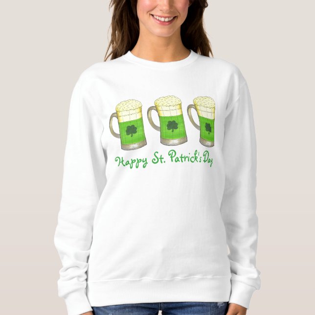 Lycklig Saint patrick's day Grönt Beer Sweatshirt Tee (Framsida)