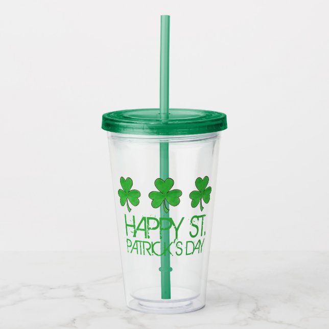 Lycklig Saint patrick's day Grönt Shamrock Klöver Take Away Mugg (Framsida)