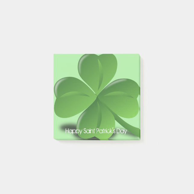 Lycklig Saint Patricks Day Grönt Shamrock Post-it Block (Framsida)