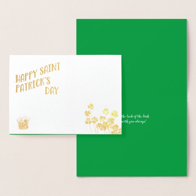 Lycklig Saint patrick's day Guld och Grönt Anpassn Folierat Kort (Display)
