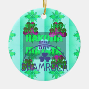 Lycklig Saint patrick's day Hakuna Matata Art Skri Julgransprydnad Keramik