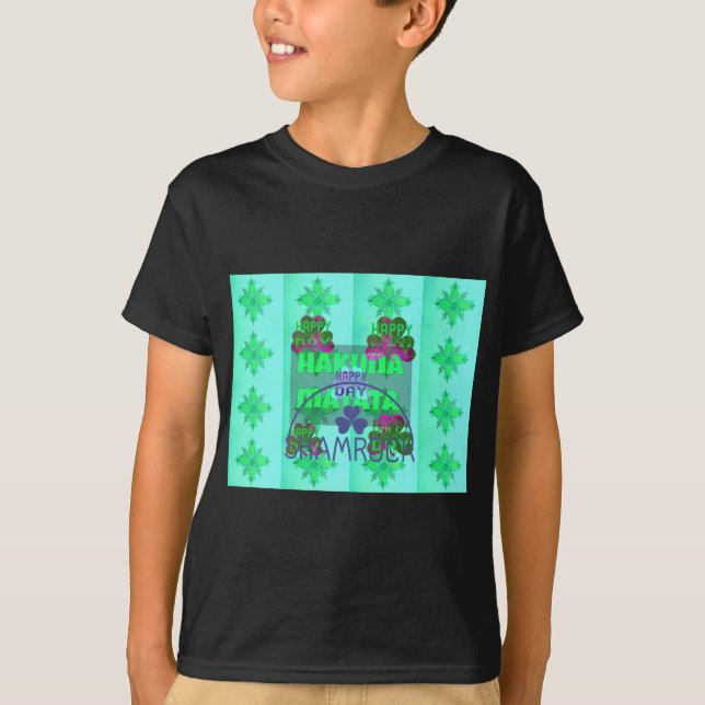 Lycklig Saint patrick's day Hakuna Matata Art Skri Tee Shirt (Framsida)