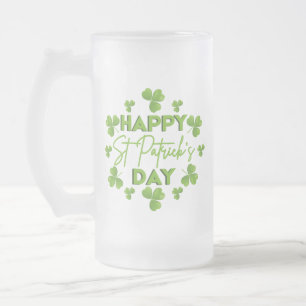 Lycklig Saint patrick's day Irish Colorful Shamroc Frostat Ölglas