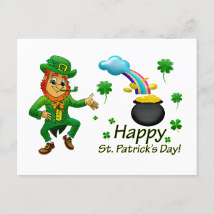 Lycklig Saint patrick's day Leprechaun Rainbow Vykort