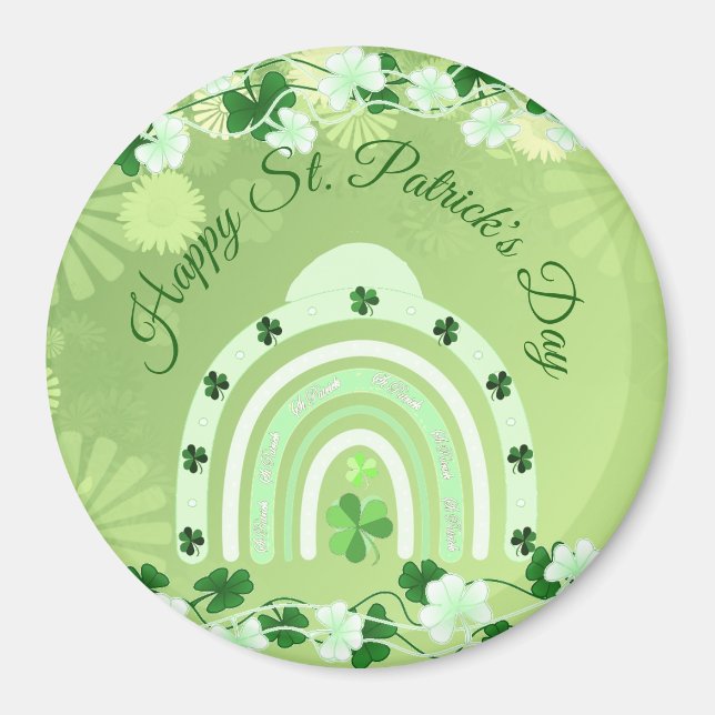 Lycklig Saint patrick's day Lucky Shamrocks Rainbo Magnet (Framsidan)