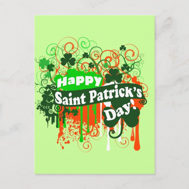 Lycklig Saint Patricks Day Vykort (Framsida)